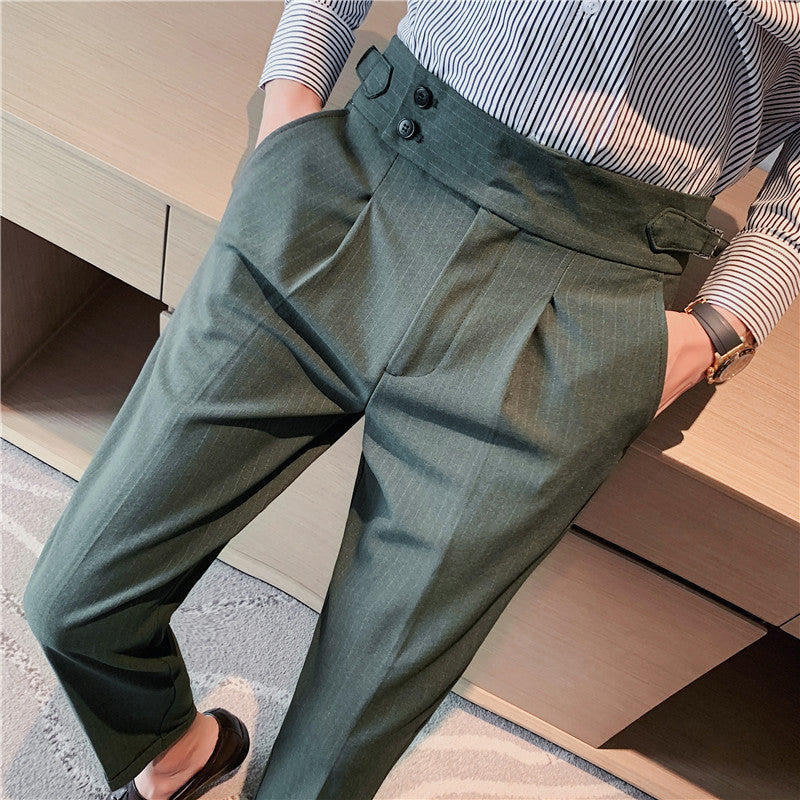 High-waisted Striped Trousers