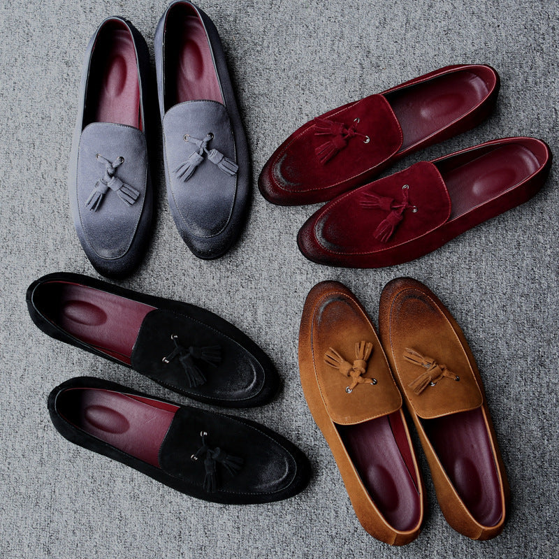 Pea leather shoes for men