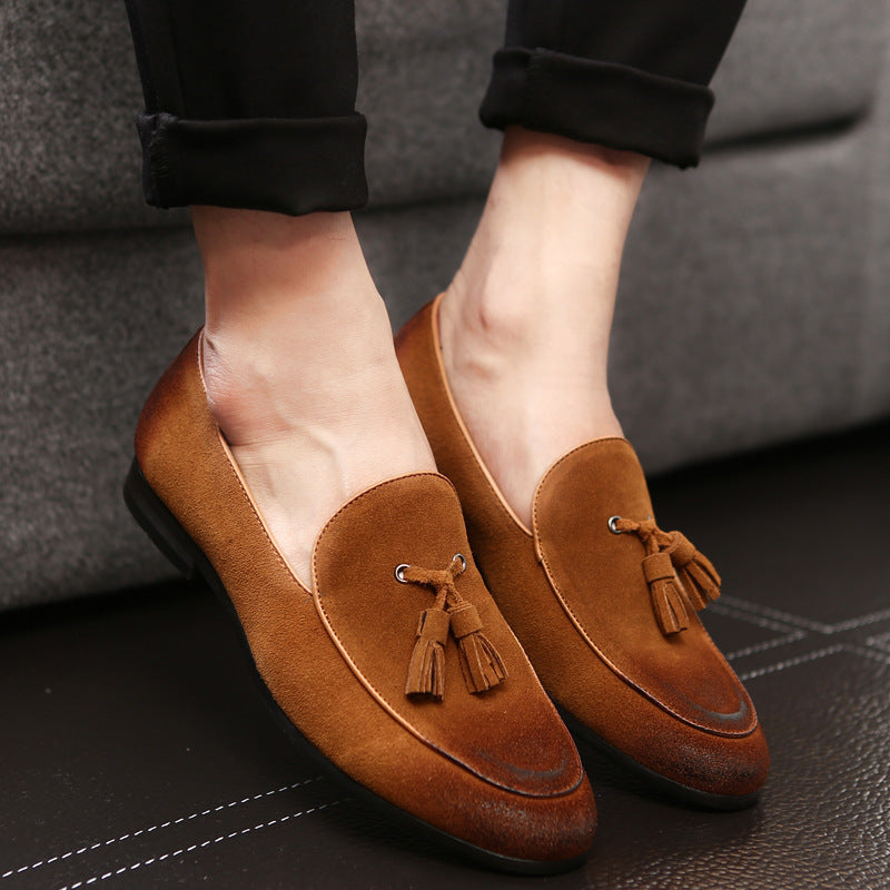 Pea leather shoes for men