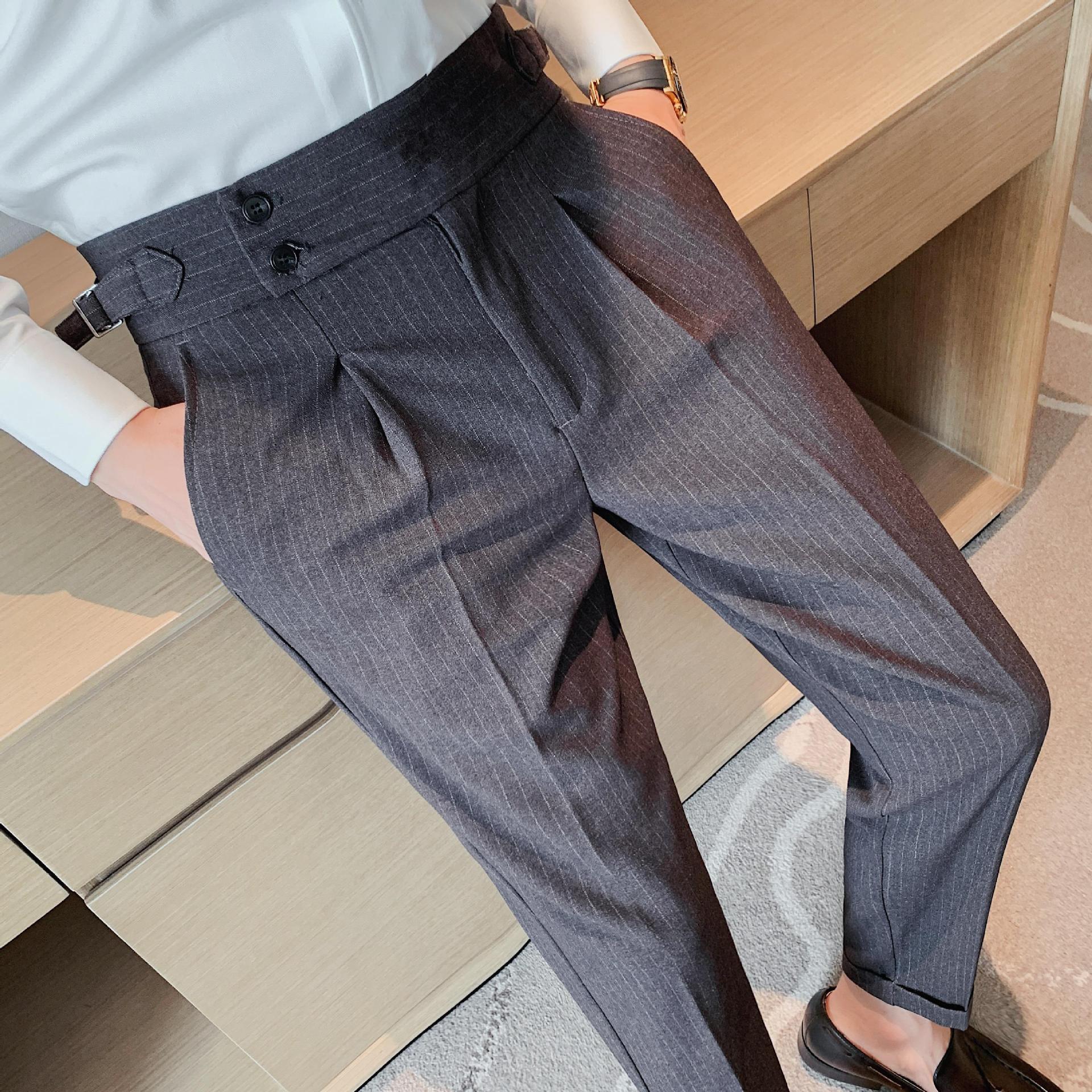 High-waisted Striped Trousers