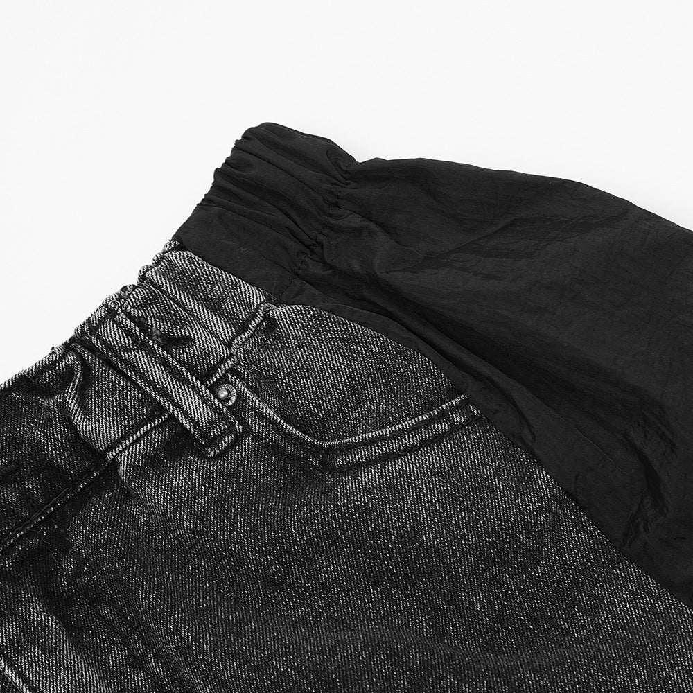 Stitching Denim Trousers Men
